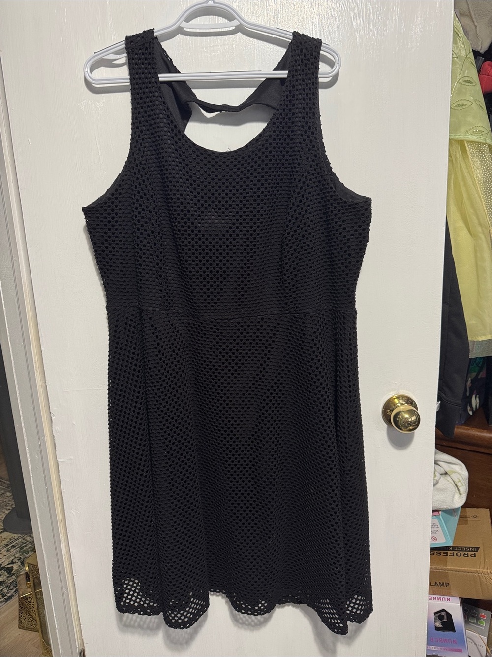 Black Sleeveless Lace Overlay Dress